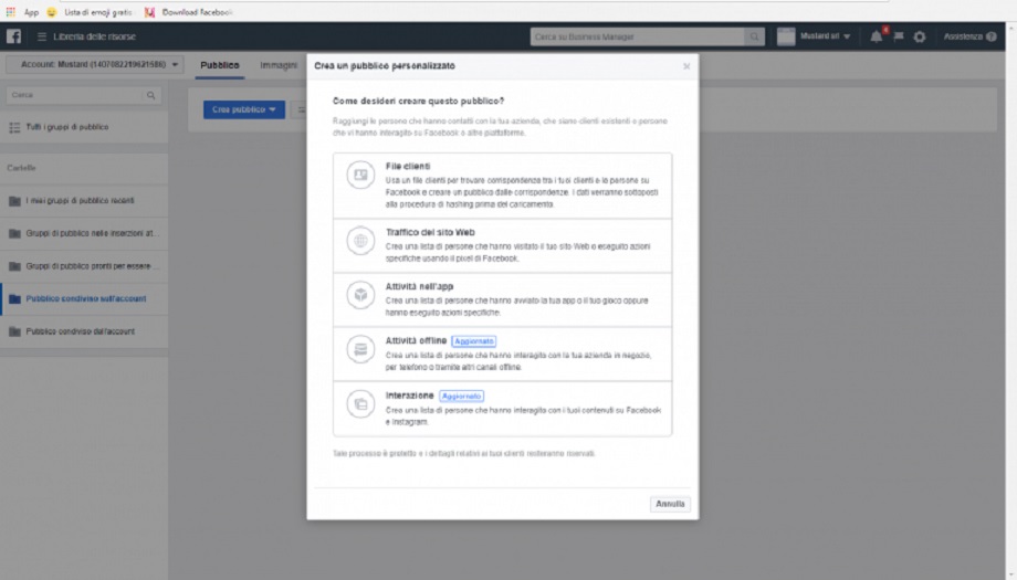 Come creare un pubblico personalizzato in Facebook