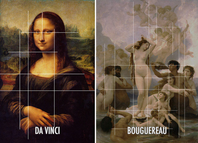 Dipinti di Da Vinci e Bouguereau che mostrano coincidenze.
