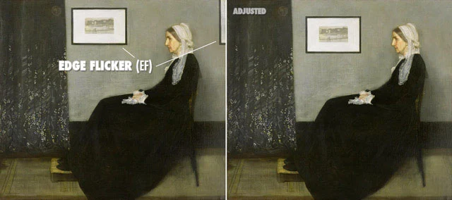 Whistler painting showing no edge flicker when adjusted.